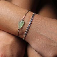 Sea Glass & Sterling Silver Slide Bracelet