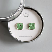 Sea Glass & Silver Mosaic Earrings - Post