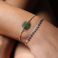 Sea Glass & Sterling Silver Slide Bracelet