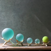 Seaglass Ball with Driftwood Stand - Seafoam