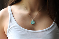 Sea Glass & Silver Mosaic Necklace - Aqua