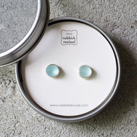 Sea Glass & Silver Earrings - Petite Stud