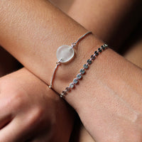 Sea Glass & Sterling Silver Slide Bracelet