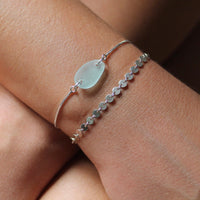 Sea Glass & Sterling Silver Slide Bracelet