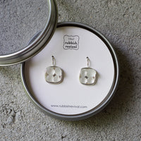 Sea Glass & Silver Mosaic Earrings - Drop