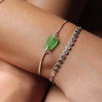 Sea Glass & Sterling Silver Slide Bracelet