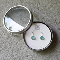 Sea Glass & Silver Earrings - Petite Drop