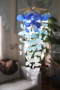 Sea Glass & Starfish Mobile - Royal Ombre Chandelier