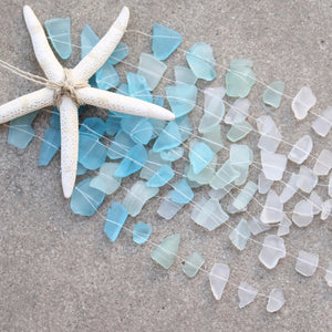 Sea Glass & Starfish Mobile - Ombre Blues Chandelier