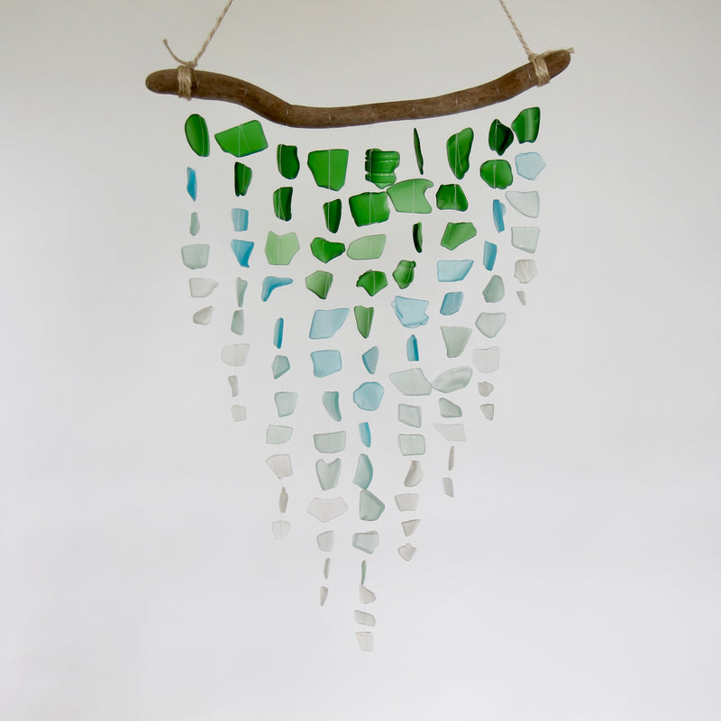 Sea Glass & Driftwood Mobile - Ombre
