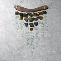 Sea Glass & Driftwood Mobile - OLIVE  GREEN- Olive, Seafoam and White Seaglass