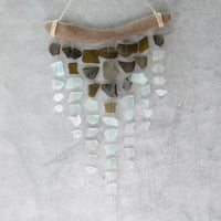 Sea Glass & Driftwood Mobile - OLIVE  GREEN- Olive, Seafoam and White Seaglass