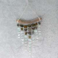 Sea Glass & Driftwood Mobile - OLIVE  GREEN- Olive, Seafoam and White Seaglass