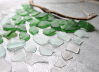 Sea Glass & Driftwood Mobile - OMBRE  GREEN- Green, Seafoam and Clear Seaglass