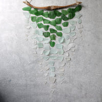 Sea Glass & Driftwood Mobile - OMBRE  GREEN- Green, Seafoam and Clear Seaglass