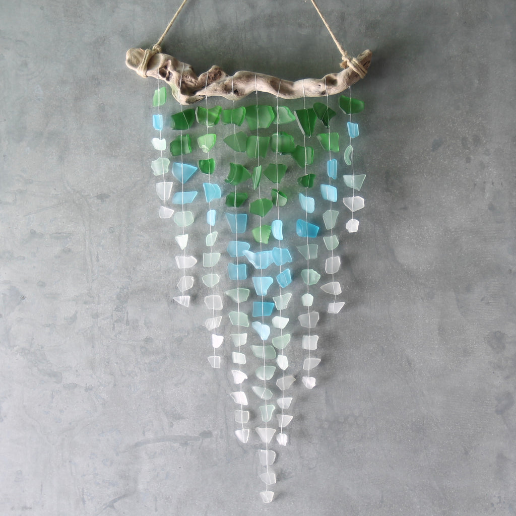 Sea Glass & Driftwood Mobile - Ocean Ombre