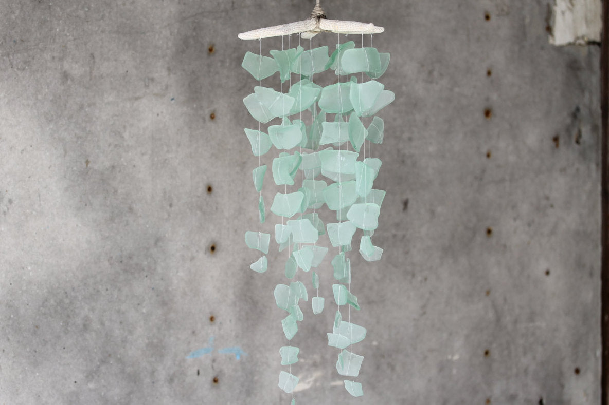 Sea Glass & Starfish Mobile - Solid Seafoam - TheRubbishRevival