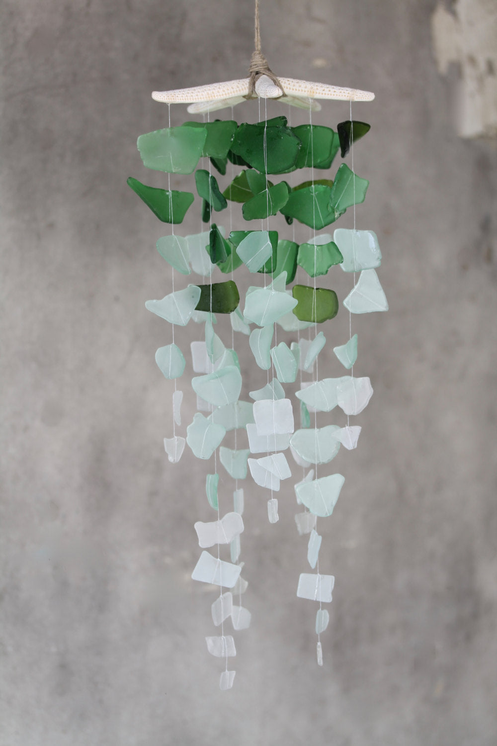 Sea Glass & Starfish Mobile - Ombre Green - TheRubbishRevival