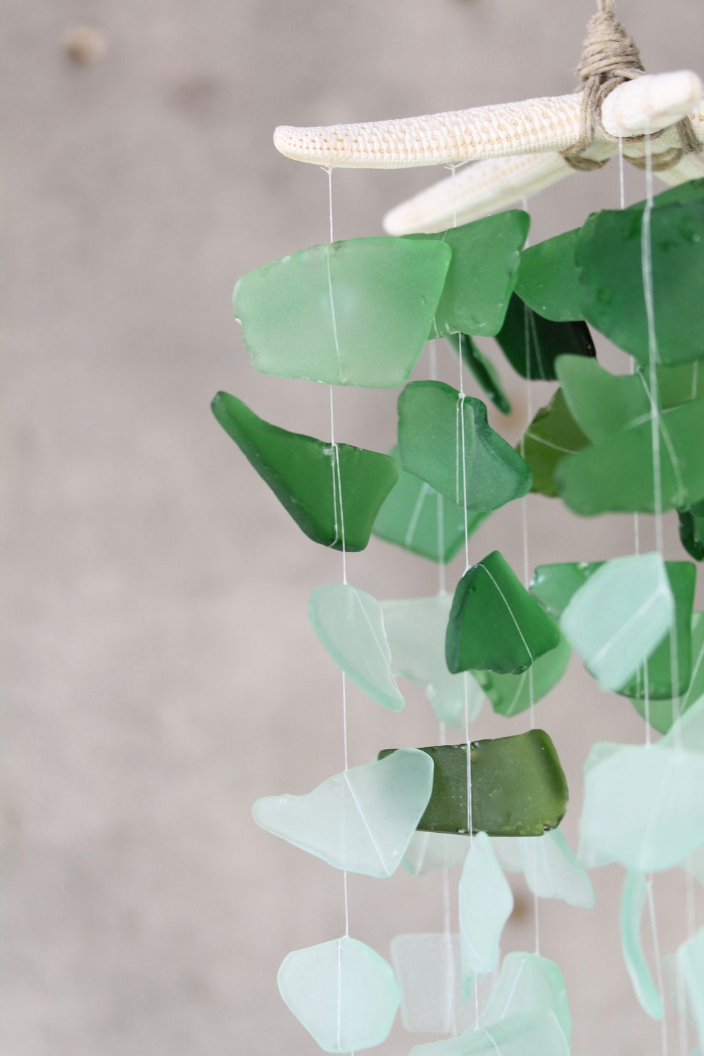 Sea Glass & Starfish Mobile - Ombre Green - TheRubbishRevival