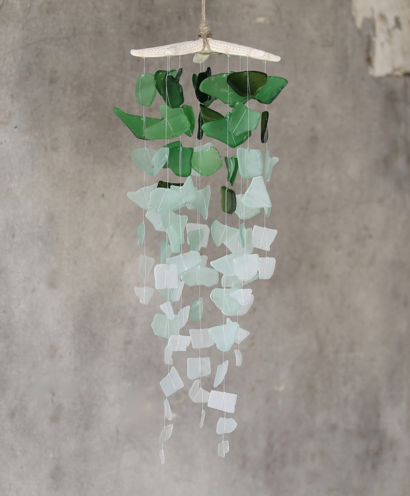 Sea Glass & Starfish Mobile - Ombre Green - TheRubbishRevival