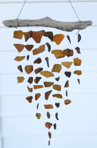Sea Glass & Driftwood Mobile - Brown / Amber - TheRubbishRevival