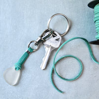 Sea Glass & Leather Keychains - TheRubbishRevival