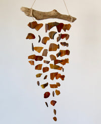 Sea Glass & Driftwood Mobile - Brown / Amber - TheRubbishRevival