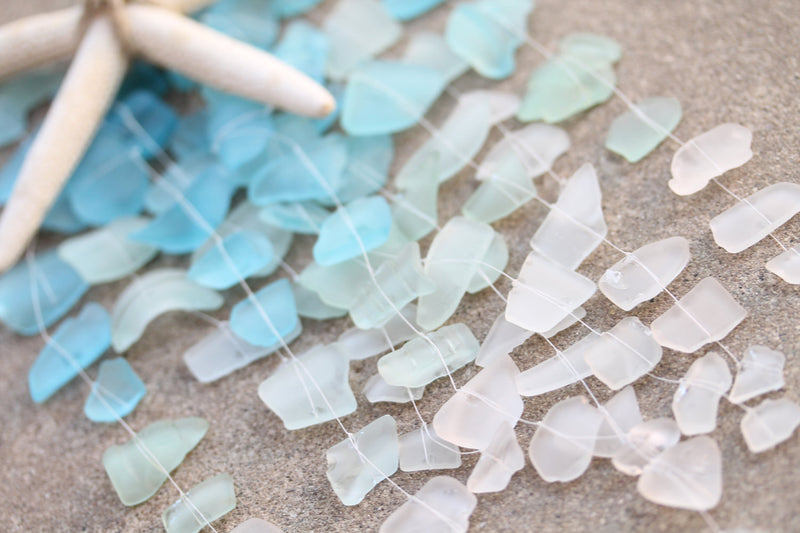 Sea Glass & Starfish Mobile - Ombre Blues - TheRubbishRevival