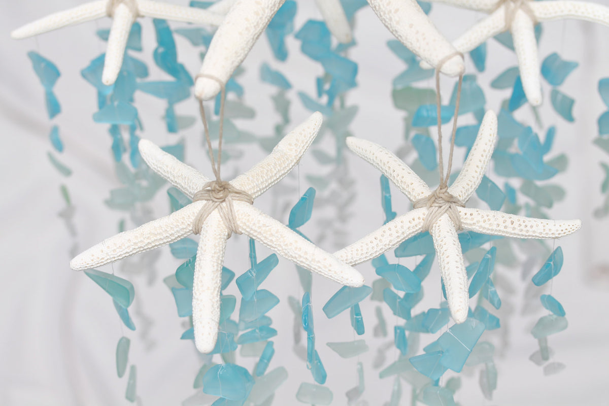 Sea Glass & Starfish Mobile - Colossal Ombre Chandelier – TheRubbishRevival