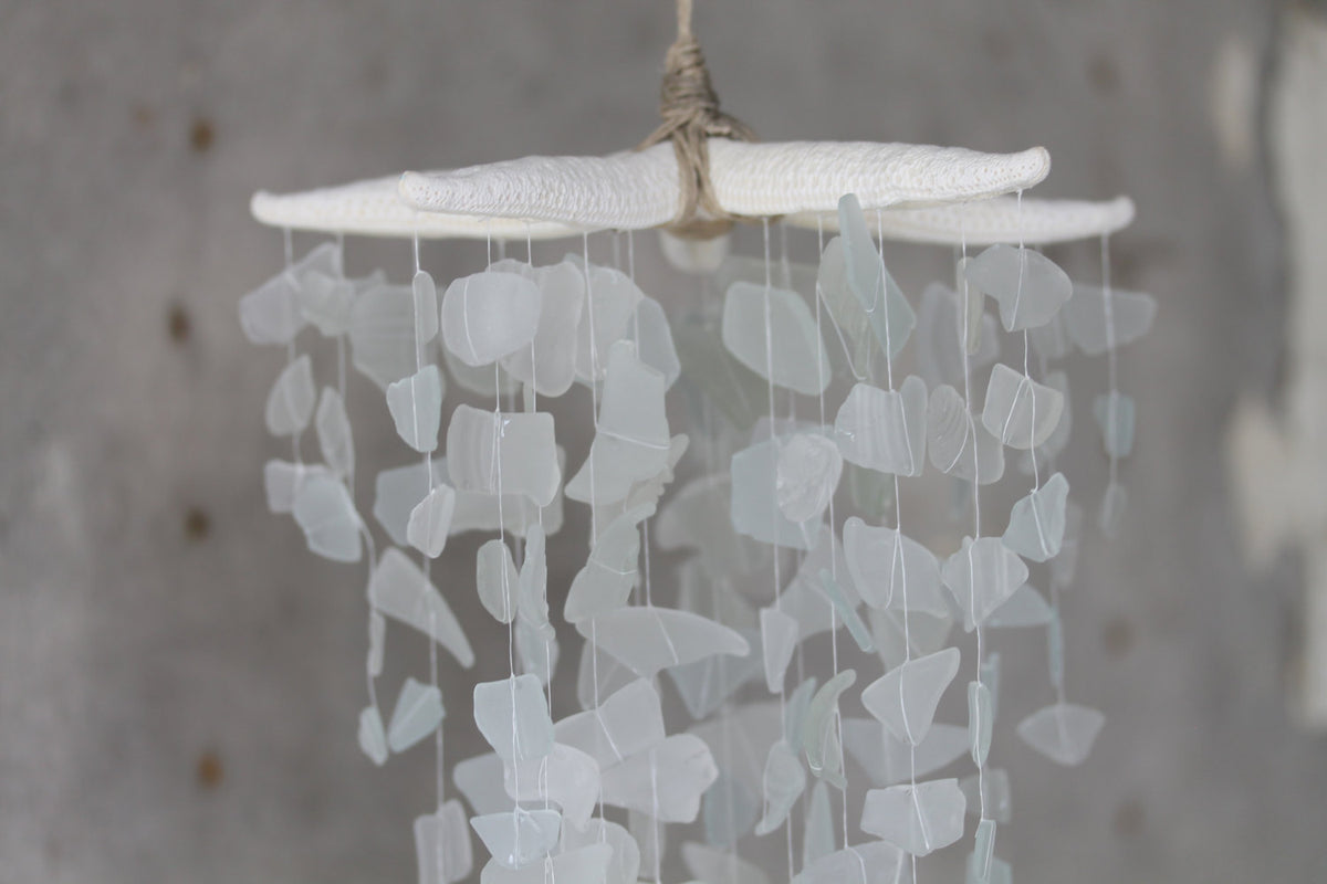 Sea Glass & Starfish Mobile - Grand in White - TheRubbishRevival
