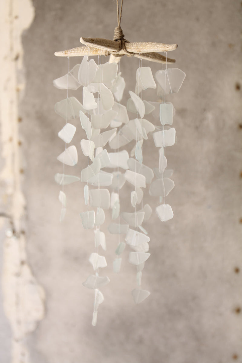 Sea Glass & Starfish Mobile - White - TheRubbishRevival
