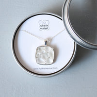 Sea Glass & Silver Mosaic Necklace in White - TheRubbishRevival